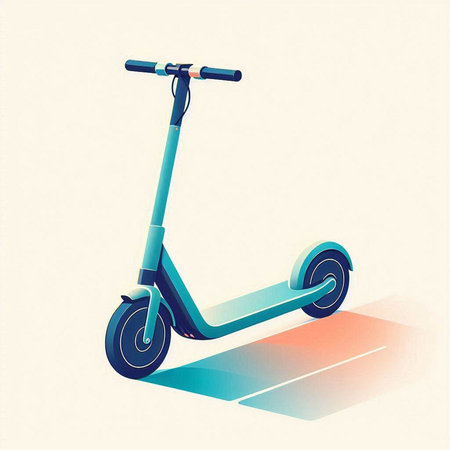 electric scooter with shadow on a light background. Vector illustration.のイラスト素材