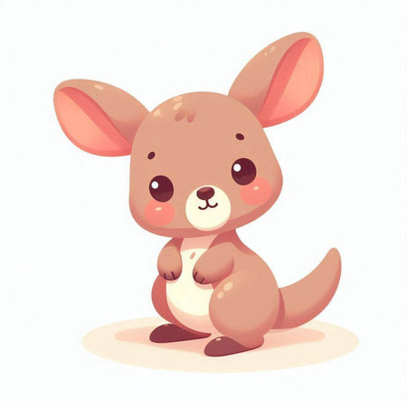 Cute kangaroo cartoon character. Vector illustration isolated on white background.のイラスト素材