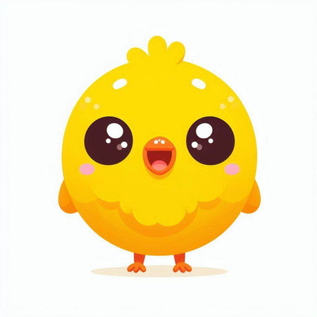Cute yellow chicken isolated on white background. Cute cartoon chicken. Vector illustration.のイラスト素材