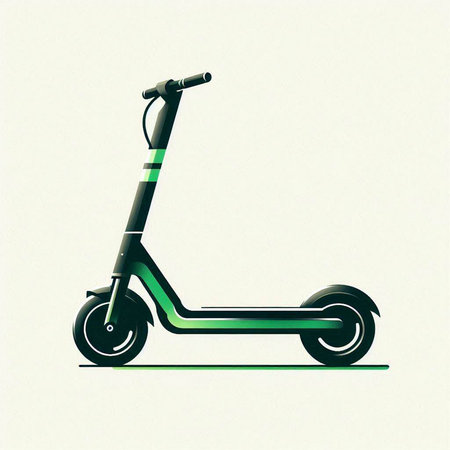 Electric scooter, vector illustration. Ecological transport. Eco transport.のイラスト素材