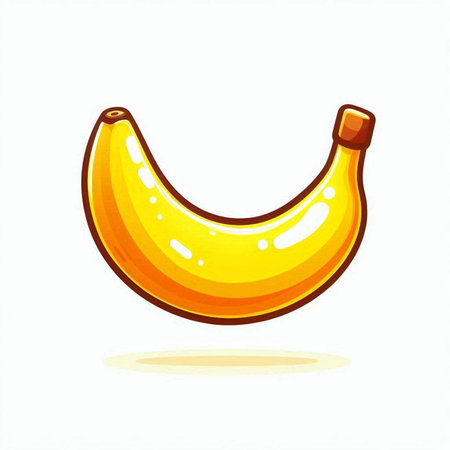 Banana fruit icon isolated on white background. Vector cartoon illustration.のイラスト素材