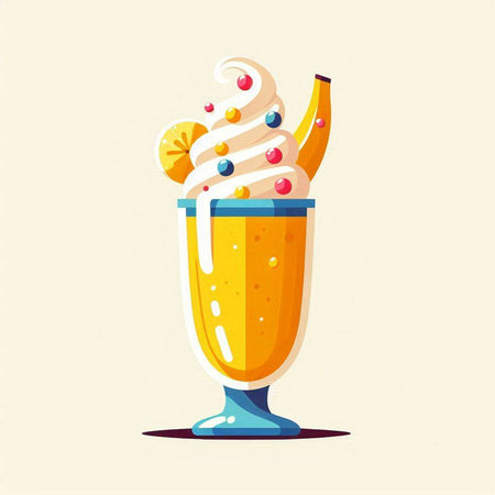 Fruit smoothie in a glass. Vector illustration in flat styleのイラスト素材