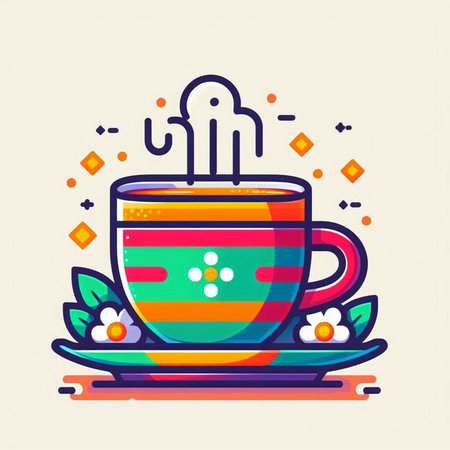 Cup of tea or coffee. Vector illustration in flat style.のイラスト素材
