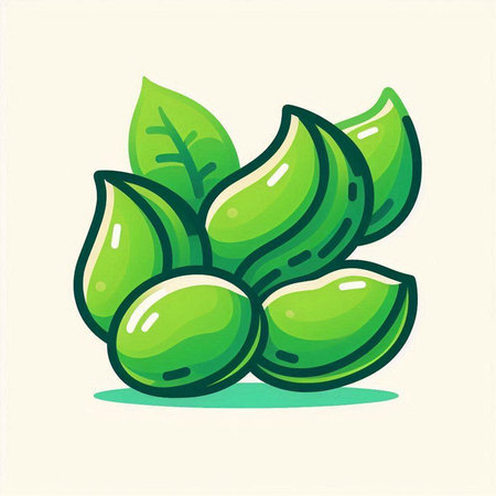 Coffee beans, vector illustration of fresh green coffee beans.のイラスト素材