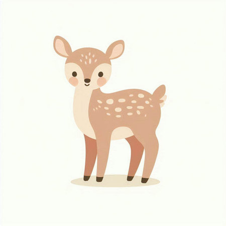 Cute little deer isolated on white background. Vector illustration in flat style.のイラスト素材
