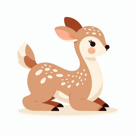 Cute little deer isolated on a white background. Vector illustration.のイラスト素材