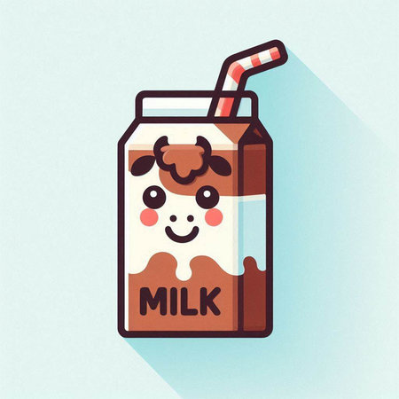 Milk in a glass bottle with a straw. Vector illustration.のイラスト素材