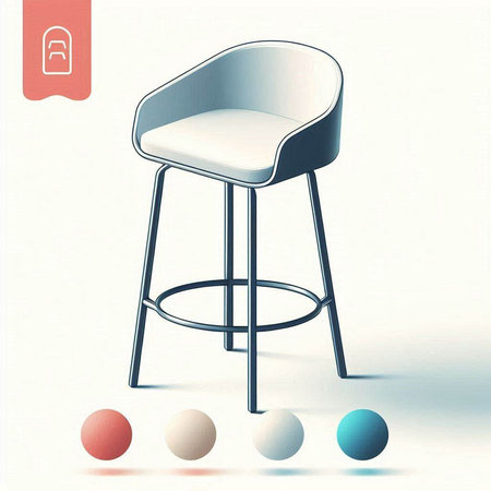 Highly rendering of modern chair on a white background with colored ballsのイラスト素材