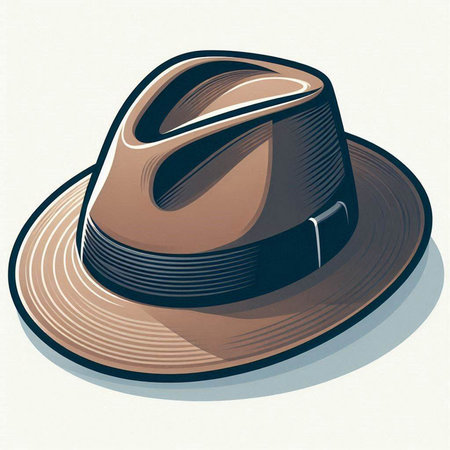 Vector illustration of a brown hat on a white background with shadow.のイラスト素材