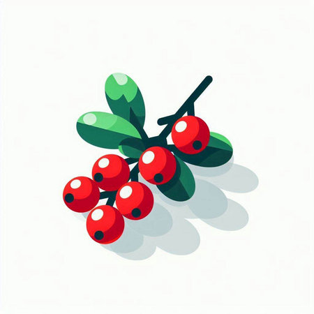 Red berries on a white background. Vector illustration in flat style.のイラスト素材
