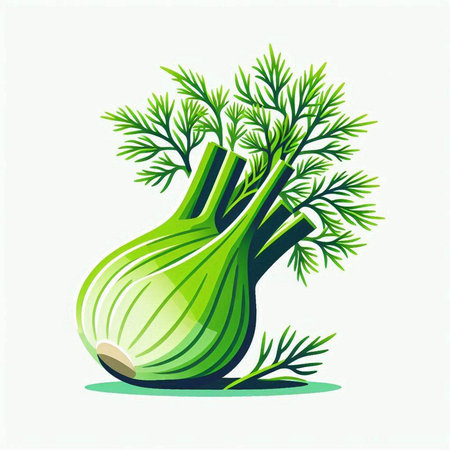Fennel. Vector illustration of fresh green fennel.のイラスト素材