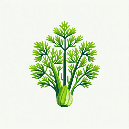 Vector illustration of fresh green dill isolated on a white background.のイラスト素材