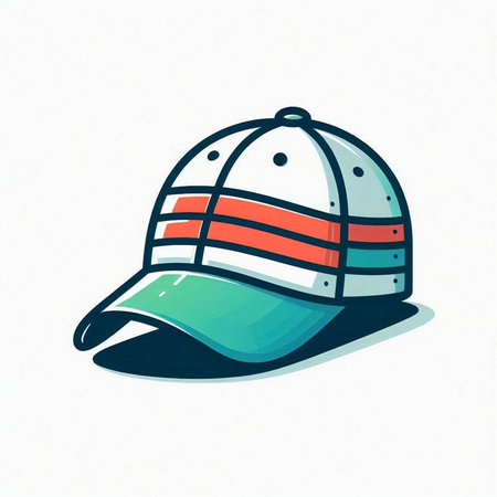 Cricket cap on white background. Hand drawn vector illustration.のイラスト素材