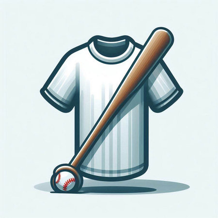 Baseball t-shirt and bat on a white background. Vector illustrationのイラスト素材