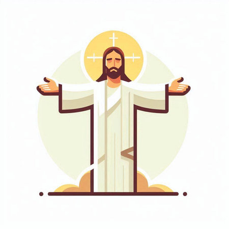 Vector illustration of Jesus Christ. Jesus Christ in the cross position.のイラスト素材