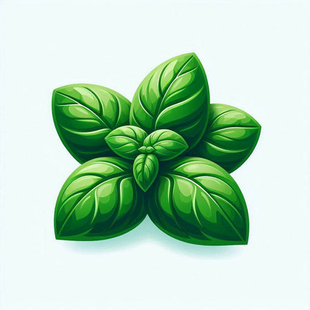 Illustration of fresh basil leaves on white background - vector file includedのイラスト素材