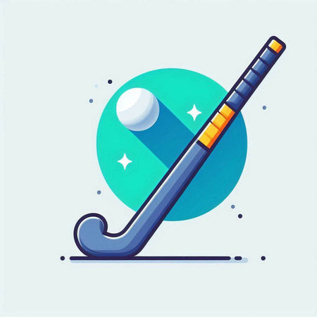Ice hockey flat icon. Vector illustration of a hockey stick and puck.のイラスト素材