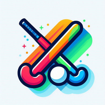 Cricket vector icon. Colorful baseball bat and ball. Sport sign.のイラスト素材