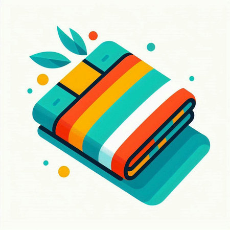 Colorful Towel Icon, Vector Illustration, Isolated On White Backgroundのイラスト素材