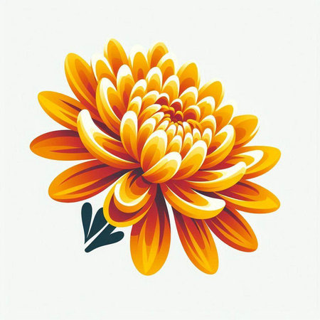 Orange chrysanthemum on white background. Vector illustration.のイラスト素材