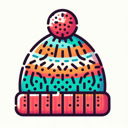 Knitted winter hat isolated on a white background. Vector illustration.のイラスト素材