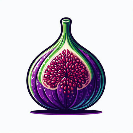 Figs fruit on a white background. Vector illustration of a fig.のイラスト素材