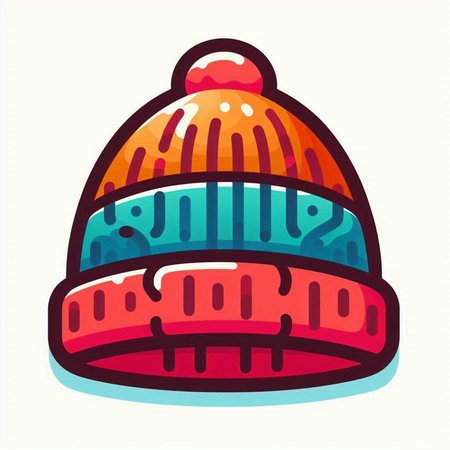 Winter hat vector icon. Vector illustration of knitted winter hat.のイラスト素材