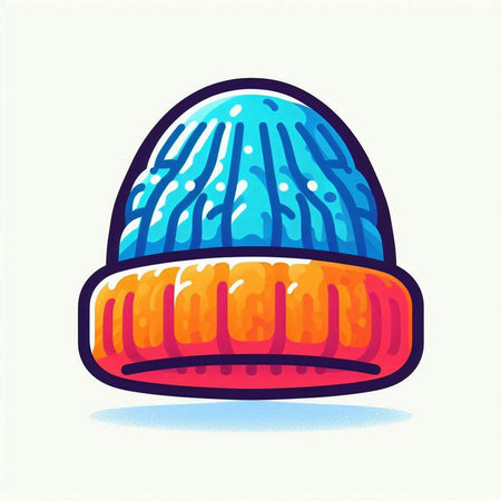 Winter hat. Vector illustration of a knitted hat in cartoon style.のイラスト素材