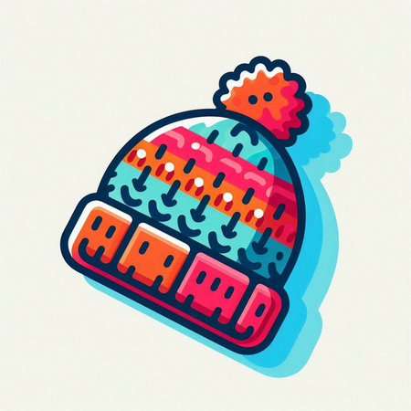 Winter hat icon isolated on white background. Knitted winter hat. Vector illustration.のイラスト素材