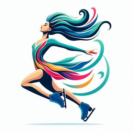 Beautiful woman with long hair running in the wind. Vector illustration.のイラスト素材