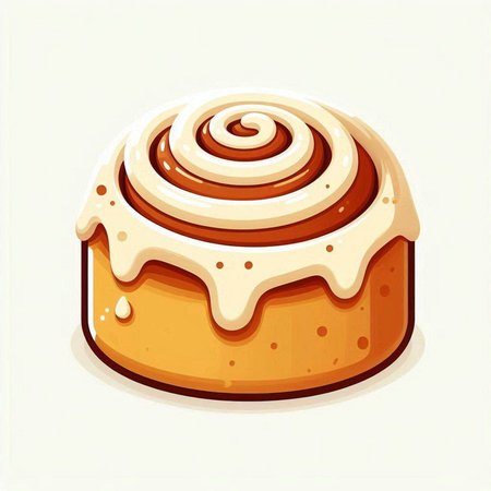 Illustration of a cinnamon bun with icing on a white background.のイラスト素材