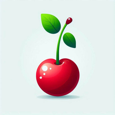 Cherry. Vector illustration of a fresh red cherry on a white background.のイラスト素材
