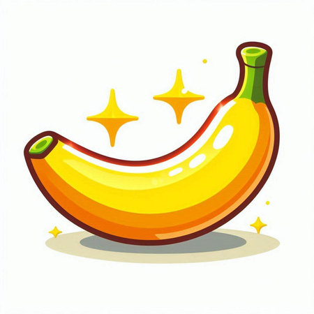 Illustration of a cartoon banana on a white background. Vector illustration.のイラスト素材