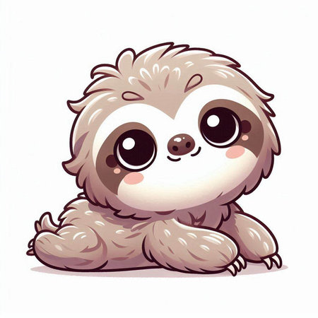 Cute cartoon sloth on a white background. Vector illustration.のイラスト素材