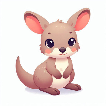 Kangaroo cartoon character. Cute kangaroo vector illustrationのイラスト素材