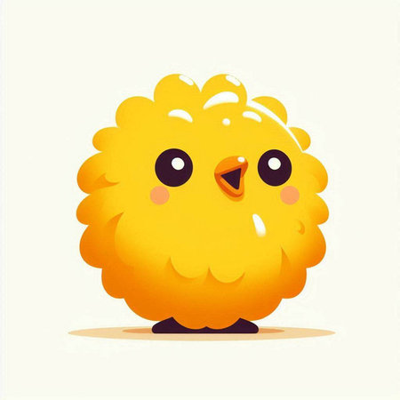 Cute yellow chicken isolated on a white background. Vector illustration.のイラスト素材
