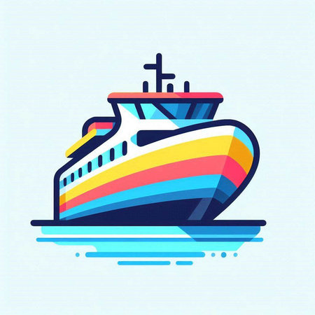 Cruise ship icon. Vector illustration of a sea cruise ship.のイラスト素材