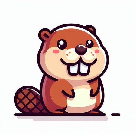 Cute beaver vector illustration. Cute cartoon beaver character.のイラスト素材