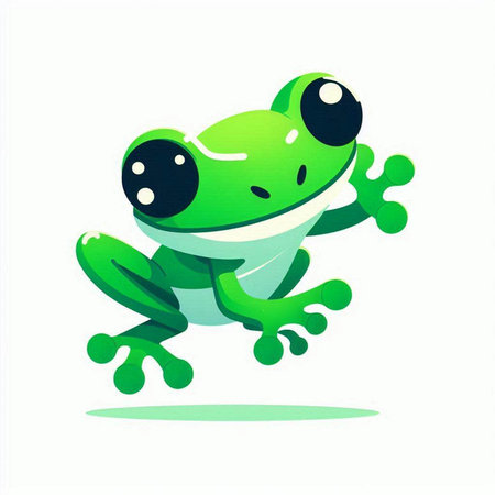 Frog icon. Green frog on white background. Vector illustration.のイラスト素材