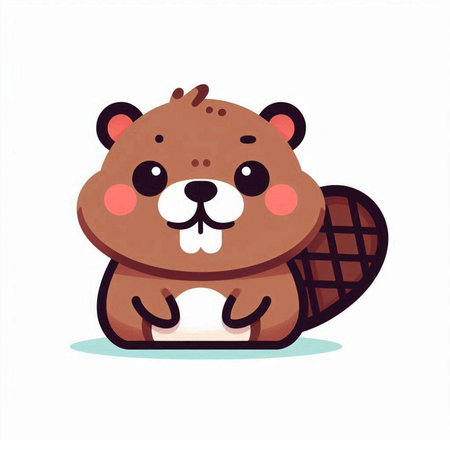 Cute beaver vector illustration. Cute cartoon beaver character.のイラスト素材