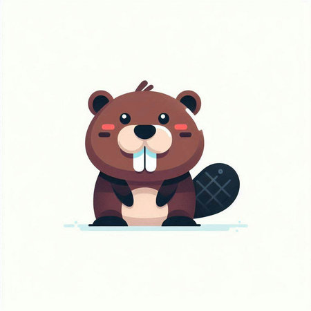 Cute cartoon beaver. Vector illustration isolated on white background.のイラスト素材