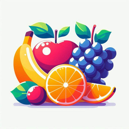 Fruit vector illustration. Fruits and berries. Vector illustration.のイラスト素材