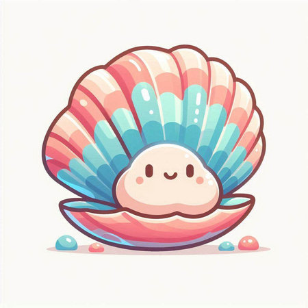 Cute cartoon sea shell. Vector illustration in a flat style.のイラスト素材