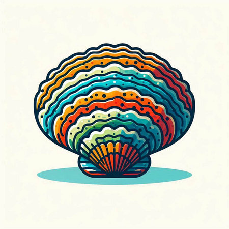 Illustration of a seashell in retro style. Vector illustration.のイラスト素材
