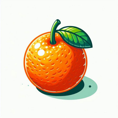 Orange fruit on a white background. Vector illustration of a ripe orange.のイラスト素材