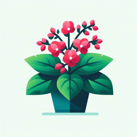 Flower in pot. Vector illustration, flat design. Floral background.のイラスト素材