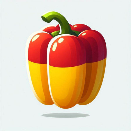 Red and yellow paprika on a white background. Vector illustration.のイラスト素材