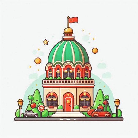 Vector illustration of the facade of the building of the State Capitol of Washington DCのイラスト素材