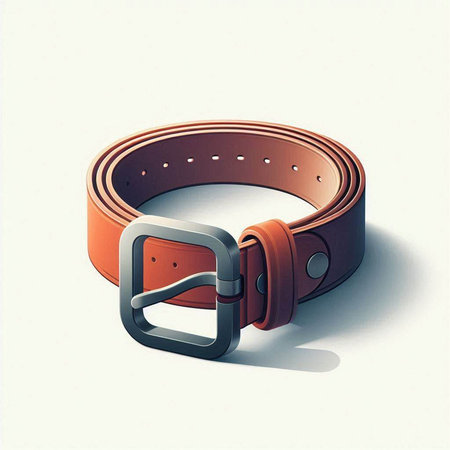 Illustration of a brown belt with a buckle on a white backgroundのイラスト素材