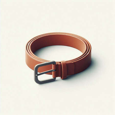 Brown leather belt isolated on white background. 3d render illustration.のイラスト素材